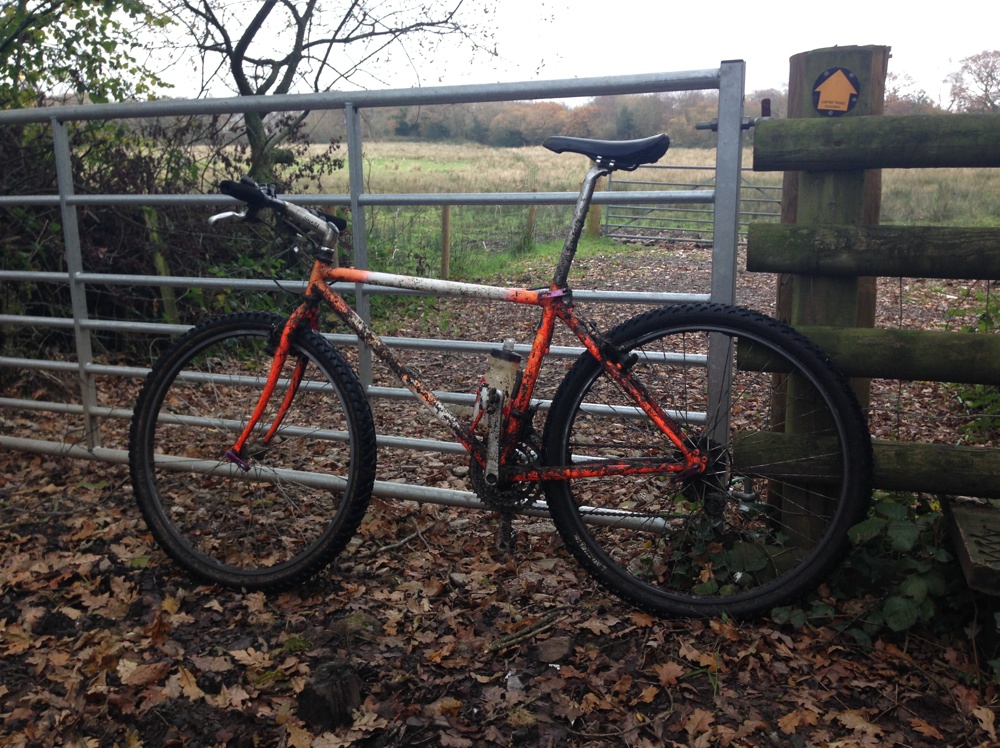 Orange mountain bike